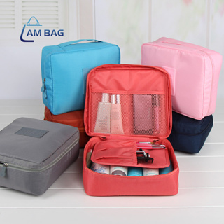 ราคาAmBag ให้เลือก 9 สี กระเป๋าจัดเก็บระเบียบพกพา กันกระแทกในการเดินทาง ใส่เครื่องสำอางค์ ของใช้ต่างๆ กันน้ำซิปคู่