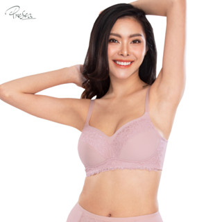 Presea บราไร้โครง ตกแต่งลูกไม้ Lace bra สีม่วงอ่อน MA1505