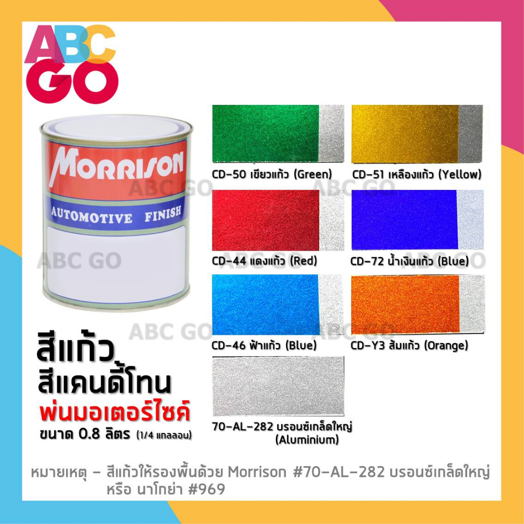 สีพ่นมอเตอร์ไซค์ สีแก้ว สีแคนดี้โทน สีพ่นมอเตอไซ มอร์ริสัน 0.8 ลิตร - MORRISON Candy Tone Colour 1/4 Gallon