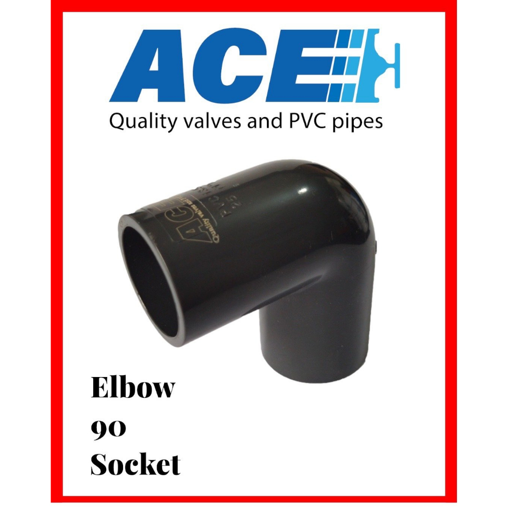 ACE PVC ELBOW 90° SOCKET ข้องอ 90° สำหรับเชื่อมต่อท่อประปา หรืออุปกรณ์อื่นๆ สวมท่อฟ้าทากาว 1/2" - 1 1/2" แข็งแรง ทนทาน