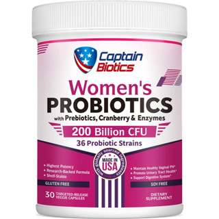 📌EXP. 10/23 Captain Biotics women’s probiotics 200 Billion CFU 30 capsules โปรไบโอติกส์ สำหรับผู้หญิง with cranberry