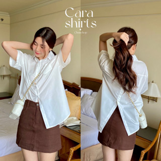 chuuchop_พร้อมส่ง(C8135)🌻💫🍂Cara shirts เสื้อเชิ้ตสีขาวแขนสั้น คอปก