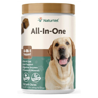 NaturVet All-In-One 120 soft chews วิตามินรวมสุนัข บำรุงทุกส่วน สมอง ขน บำรุงข้อกระดูก เสริมระบบขับถ่าย