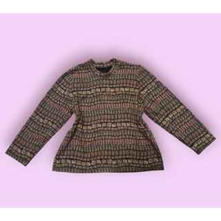 เสื้อไหมพรมสเวตเตอร์แขนยาวสีน้ำตาลคอปีน