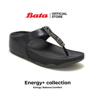 Bata Energy+ รองเท้าแตะแบบหูหนีบ ยอดฮิต รองรับน้ำหนักเท้าได้ดี สวมใส่ง่าย เสริมส้น 1.5 นิ้ว สำหรับผู้หญิง  สีเทา  6712382