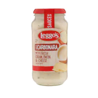 Leggos Carbonara Sauce with Fresh Cream Onions Cheese 490g.เลกโกส์ซอสคาโบนาร่าครีมหัวหอมชีส 490กรัม ซอสคลุกพาสต้า วัตถุ