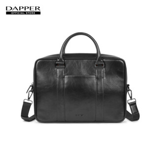 DAPPER กระเป๋าเอกสาร Wrinkled-Effect Briefcase สาย Diagonal Stripe สีดำ (BM3B1/1197)