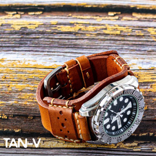 สายนาฬิกาข้อมือหนังแท้ (นาฬิกาไม่รวมในรายการขาย) Leather watch cuff by Tangmo Goods