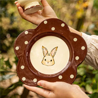 จาน-ชามเซรามิก คอลเล็คชั่น Vintage Bunny เซรามิกลายน้อนกระต่ายสุดน่ารัก วินเทจ🤎ของขวัญขึ้นบ้านใหม่ แต่งงาน🐰|Lassiedecor