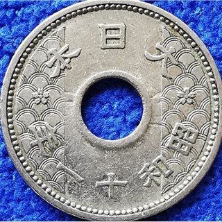 เหรียญ​ ญี่ปุ่น​ Japan, 10 Sen, (ยุค​ Showa), ใช้แล้ว, #​1601T