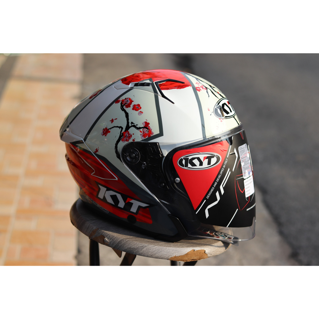 หมวกกันน็อคครึ่งใบแว่น 2 ชั้น รองรับบลูธูท KYT NFJ