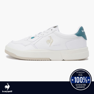 le coq sportif รองเท้าชาย รุ่น 𝙻𝙴 𝙲𝙾𝚄𝚁𝚃 𝙲𝚄𝙿𝚂𝙾𝙻𝙴 สีขาว-เขียว (รองเท้าผ้าใบสีขาว, รองเท้าแฟชั่น, แบบผูกเชือก, lecoq)