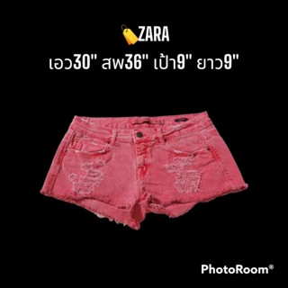 🏷️ ZARA กางเกงยีนส์ขาสั้นสุดแซ่บ ยีนส์สีแดง