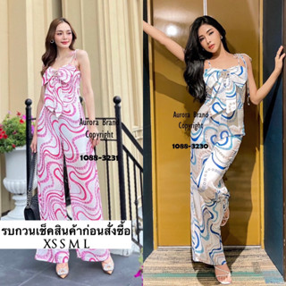 จั้มสูทกางเกงขายาว ลวดลายสดใส แซ่บซู้ดปาก เนื้อผ้าหนานุ่มทุกการสัมผัส งานมีเทคเจอร์ในตัว แต่งคล้ายโบว์ สวยสะดุดตา