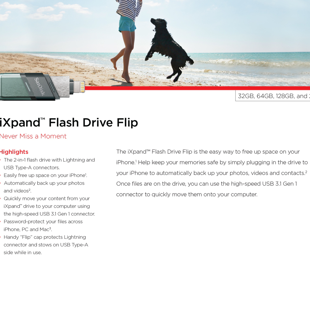 SanDisk iXpand Flash Drive Flip 256G for ios iPhone and iPad (SDIX90N-256G)โอนย้ายข้อมูล ไอโฟน ไอแพด ราคา ถูกที่สุด ดีลบีเคเค แกลเลอรีภาพที่ 2