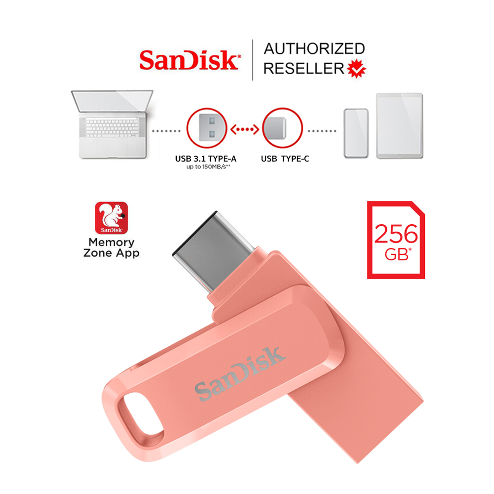 SanDisk 512GB Ultra Drive Dual Go USB Type-C Flash Drive, Peach -  SDDDC3-512G-G46PC