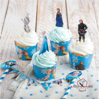 Frozen ป้ายกระดาษ 12 ชิ้น ปักตกแต่งคัพเค้ก Princess topper cake ป้ายปักตกแต่งเค้ก คละแบบ ตุ๊กตาปักตกแต่งเค้ก