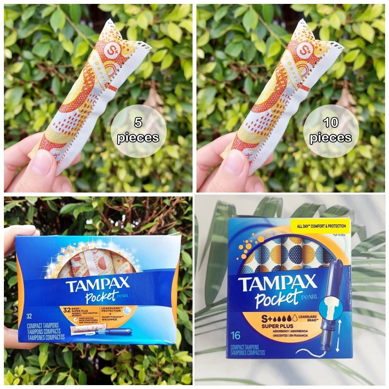 (Tampax®) Pocket Pearl Super+ Plastic Tampons 5, 10, 16, 32 Count ผ้าอนามัยแบบสอด ขนาดเล็ก สำหรับวันมามาก Compact Size
