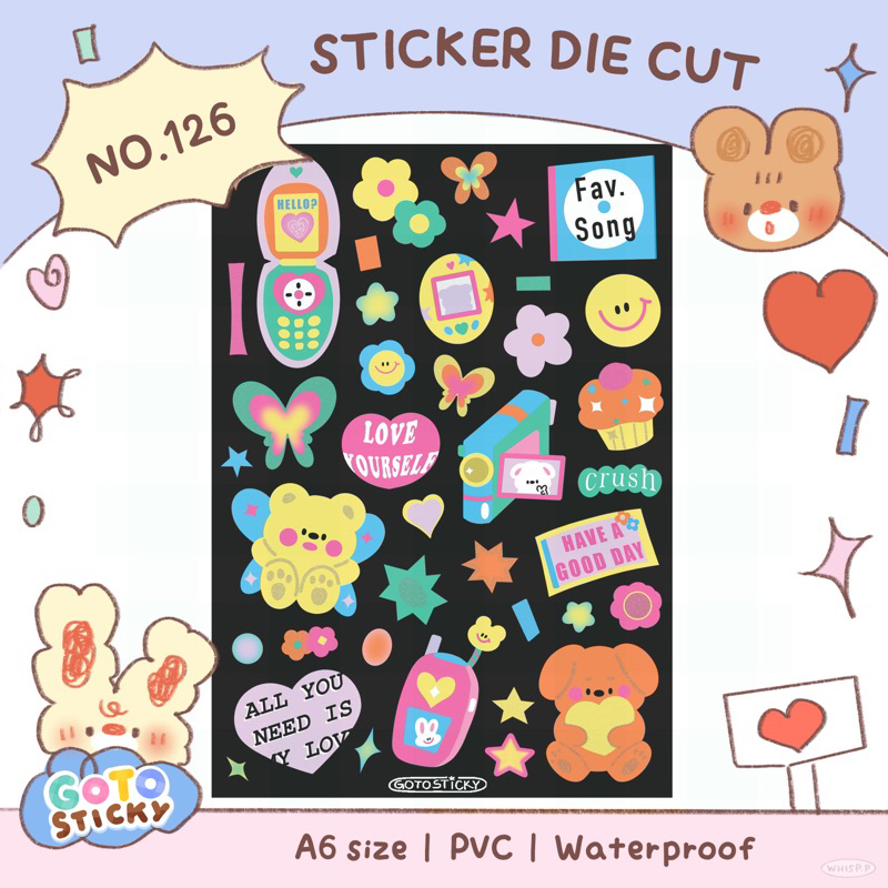 *สั่งทั้งออเดอร์ 2 แผ่นขึ้นไป* สติ๊กเกอร์ ลาย Black Y2K 🖤