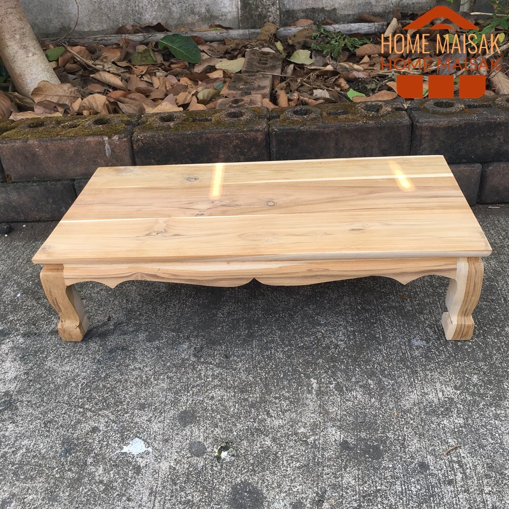 ฐานโต๊ะหมู่บูชาไม้สัก หมู่ 9 หน้า 4 ขนาด กว้าง 34 ซม. ยาว 65 ซม. สูง 17 ซม. (เฉพาะฐาน) โต๊ะหมู่บูชาพระ ไม่ทำสี