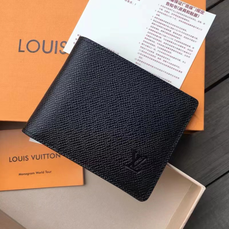 กระเป๋าสตางค์ Louis Vuitton ของแท้ ใหม่เอี่ยม กระเป๋าสตางค์ผู้ชาย กระเป๋าสตางค์ใบสั้น