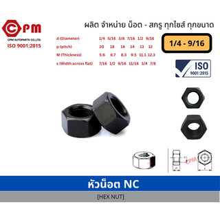 หัวน็อต NC / NF 1/4 - 9/16 [ HEX NUT ]