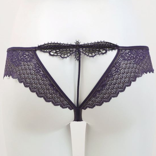 Annebra กางเกงใน ทรงบิกีนี่ แฟชั่น ผ้าลูกไม้ Bikini Panty รุ่น  AU3-844 สีม่วง, สีพีช(Peach,M)
