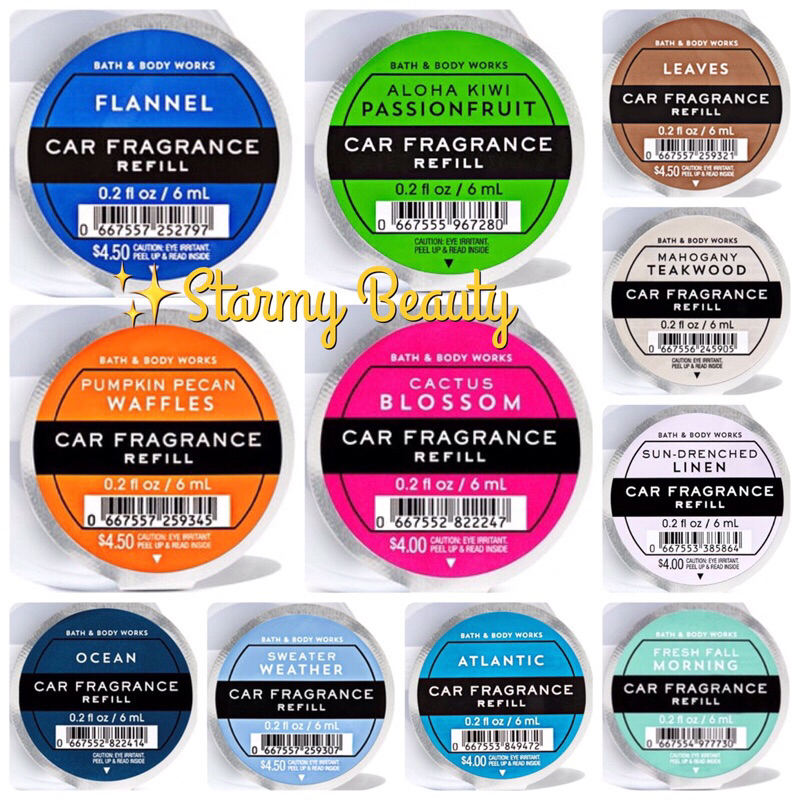 BATH AND BODY WORKS Car Fragrance refill น้ำหอมปรับอากาศในรถยนต์ ขนาด 6ml. เพิ่มความหอมในรถของคุณช่วยให้ตู้เสื้อผ้าหอม