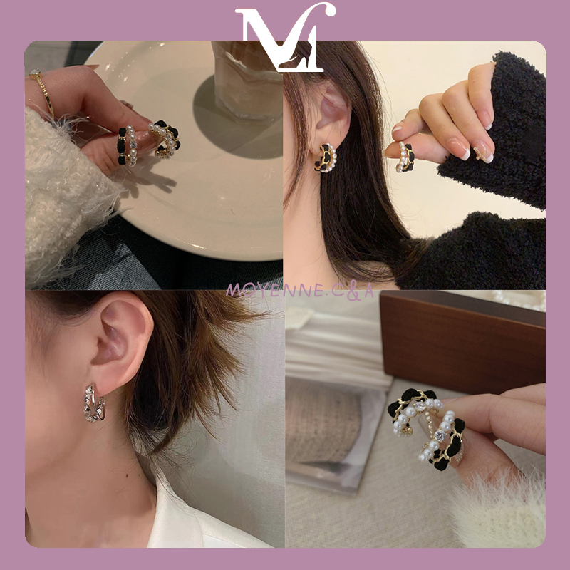 [พร้อมส่งจากไทย] ต่างหูสตั๊ดมุกโลหะวินเทจ ต่างหูแฟชั่นผู้หญิง ต่างหูเข็มเงิน 925 รักต่างหู อุปกรณ์เสริมที่เรียบง่าย