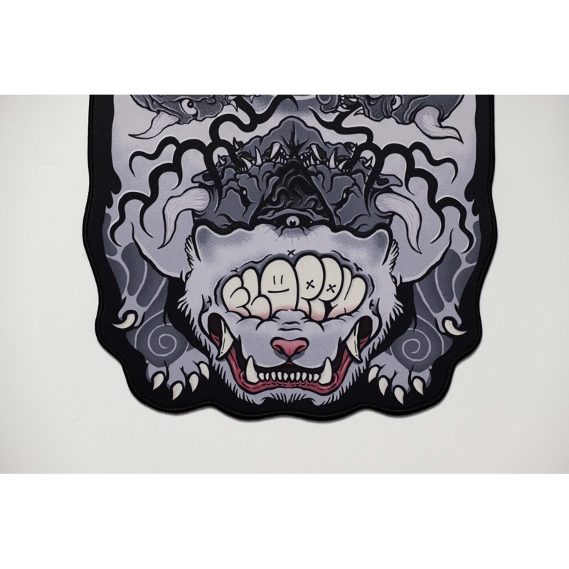 Floppy Fat Tiger Deskmat - demONI B&W - แผ่นรองเม้าส์ แผ่นปูโต๊ะ ขนาด 80x40