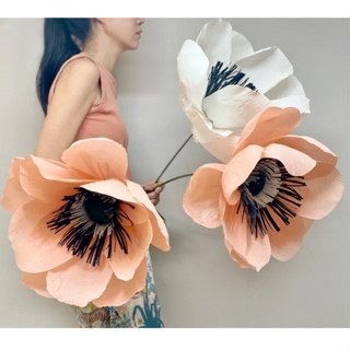 Poppy flower ดอกป๊อปปี้ยักษ์ ดอกไม้กระดาษ ดอก 40 xยาว ~ 70-80 ซม , Giant flower, ของขวัญ พร็อพถ่ายรูป paper flower