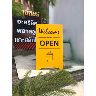 ป้ายคาเฟ่เปิด-ปิดพลาสวูสขนาด30x50cmส่งเร็วมาก sign เปลี่ยนแบบฟรี