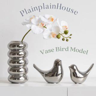 (Preorder) แจกัน/โมเดลนก สีเงิน วางตกแต่งบ้าน / Plainplainhouse