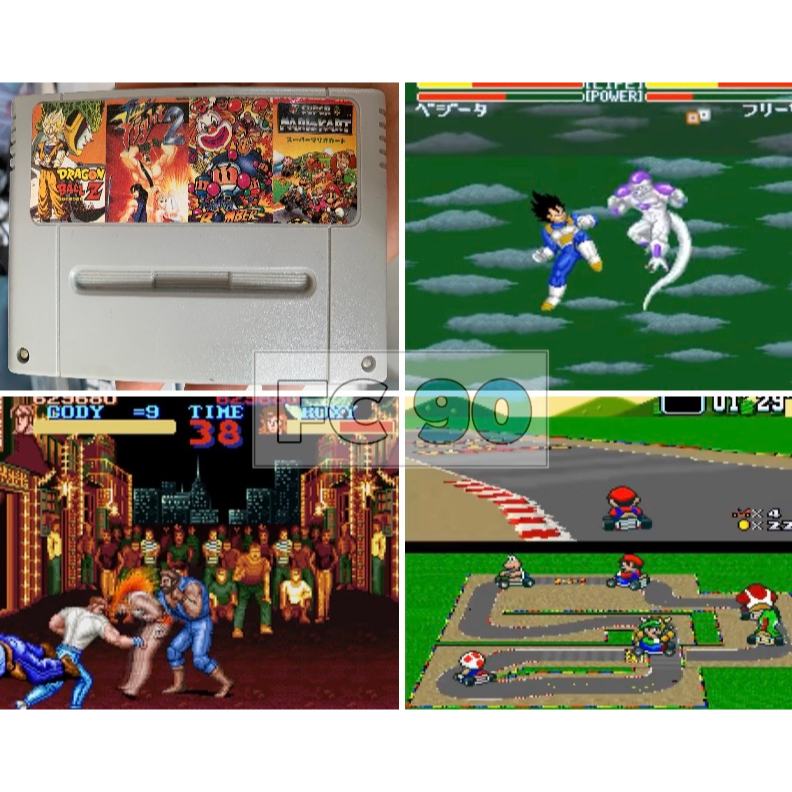 ตลับเกมรวม4in1[SFC] Final Fight2 / Mario Kart / Super Bomberman / Dragon Ball Z ซุปเปอร์ฟามิคอม