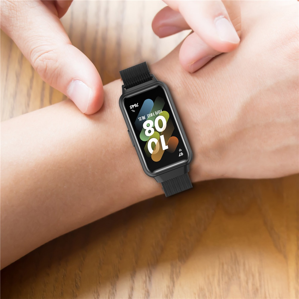 สายรัดสแตนเลสแบบห่วง Milanese สำหรับ Huawei Band 8/9/10 Huawei band 6/7 Honor band 6  แม่เหล็ก สายนาฬิกาข้อมือ