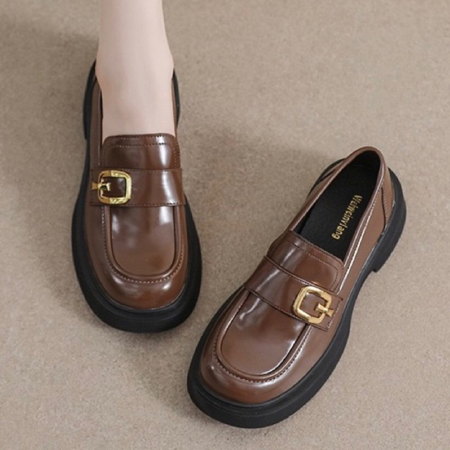 size35-42 รองเท้าผู้หนังหญิงหุ้มส้นผู้หญิงสไตล์วินเทจ ใส่เที่ยวใส่ทำงานปังมากสายคาเฟ่ต้องมี รองเท้าคัทชูผู้หญิ
