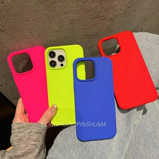 Supercase | I7P-i17promax เคสซิลิโคน กันเปื้อน บุกำมะหยี่ Silicone Cover Case Neon Pink Green