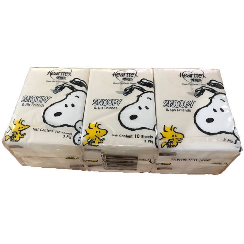 *** 1 แถม 1 *** (รวมเป็น 12 ห่อ)Hearttex Green Tea Facial Tissue/กระดาษเช็ดหน้า กลิ่นชาเขียว ขนาด 10 แผ่น/หนา 3 ชั้น x 6