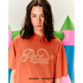 (LEISURE PROJECTS)  "PROUD" OVERSIZE T-SHIRT เสื้อยืดเเขนสั้นทรง oversize ผ้า premium cotton ปักลายกราฟฟิค "PROUD" ที่ด้