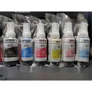 Epson T673 (BK/C/M/Y/LC/LM) 6สี หมึกเติมของ แท้100% L800/L805/L810/L850/L1800 แบบไม่มีกล่อง(ส่งไวใน )