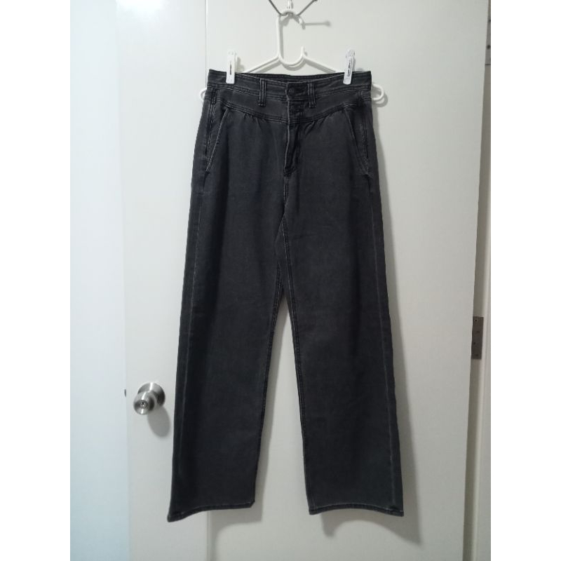 กางเกงยีนส์ขายาว แบรนด์ Amarican Eagle สีดำเทา มือสอง