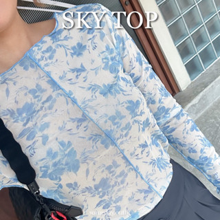 SOMEDAY : SKY TOP | เสื้อซีทรูแขนยาว แต่งตะเข็บหน้า