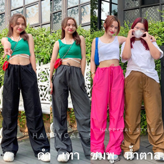 Y2K pants เอว22-40 Happygal กางเกงผ้าเอวสูง-ต่ำ