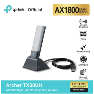 TP-Link ⚡️FLASH SALE⚡️ (ราคาโปรโมชั่น) Archer TX20UH ตัวรับสัญญาณ WiFi6 AX1800 High Gain Wireless USB Adapter เพื่อการเช