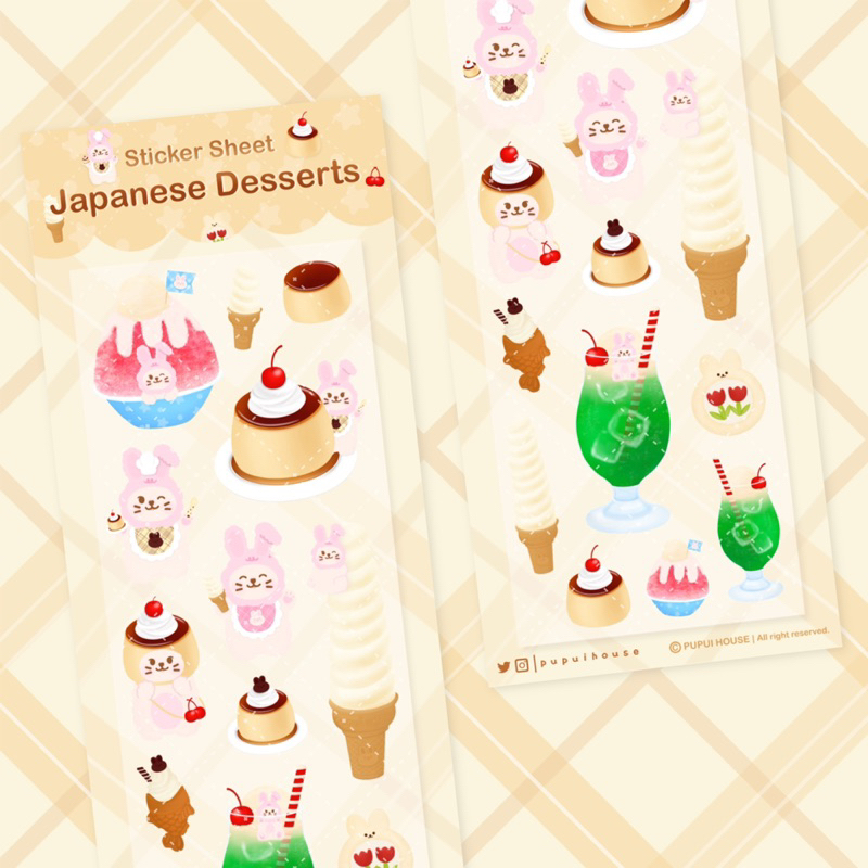 Sticker สติกเกอร์ไดคัท | Japanese Desserts ขนมหวานญี่ปุ่น 🍮🍦🍧
