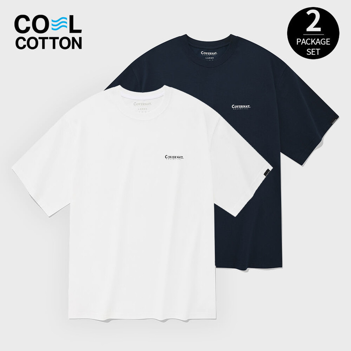 Covernat Essential Cool Cotton 2-Pack T-Shirt S, M, L (White + Black, White + Navy, Black + Black, White + White)