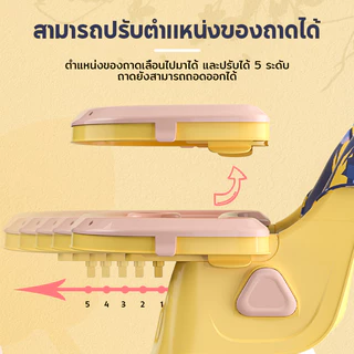 EvianAngel เก้าอี้กินข้าวเด็ก เก้าอี้เด็ก 4in1 พับเก็บได้ นอนก็ได้ ถาด2ชั้น ปรับความสูงได้