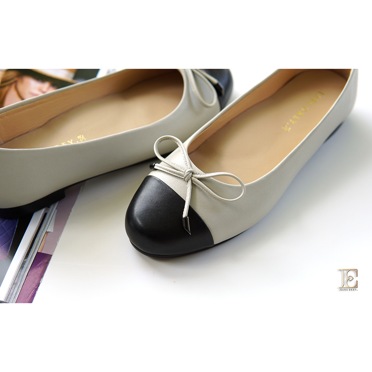 EARL GREY รองเท้าหนังแกะทูโทน พื้นนุ่มมีแผ่นซัพพอร์ต รุ่น New Lille(B)extra series in Light grey