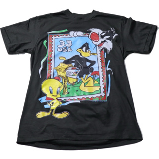 เสื้อยืดการ์ตูน ลูนีย์ทูนส์การ์ตูนส์ (Looney Tunes Cartoons) สีดำ M/L/XL