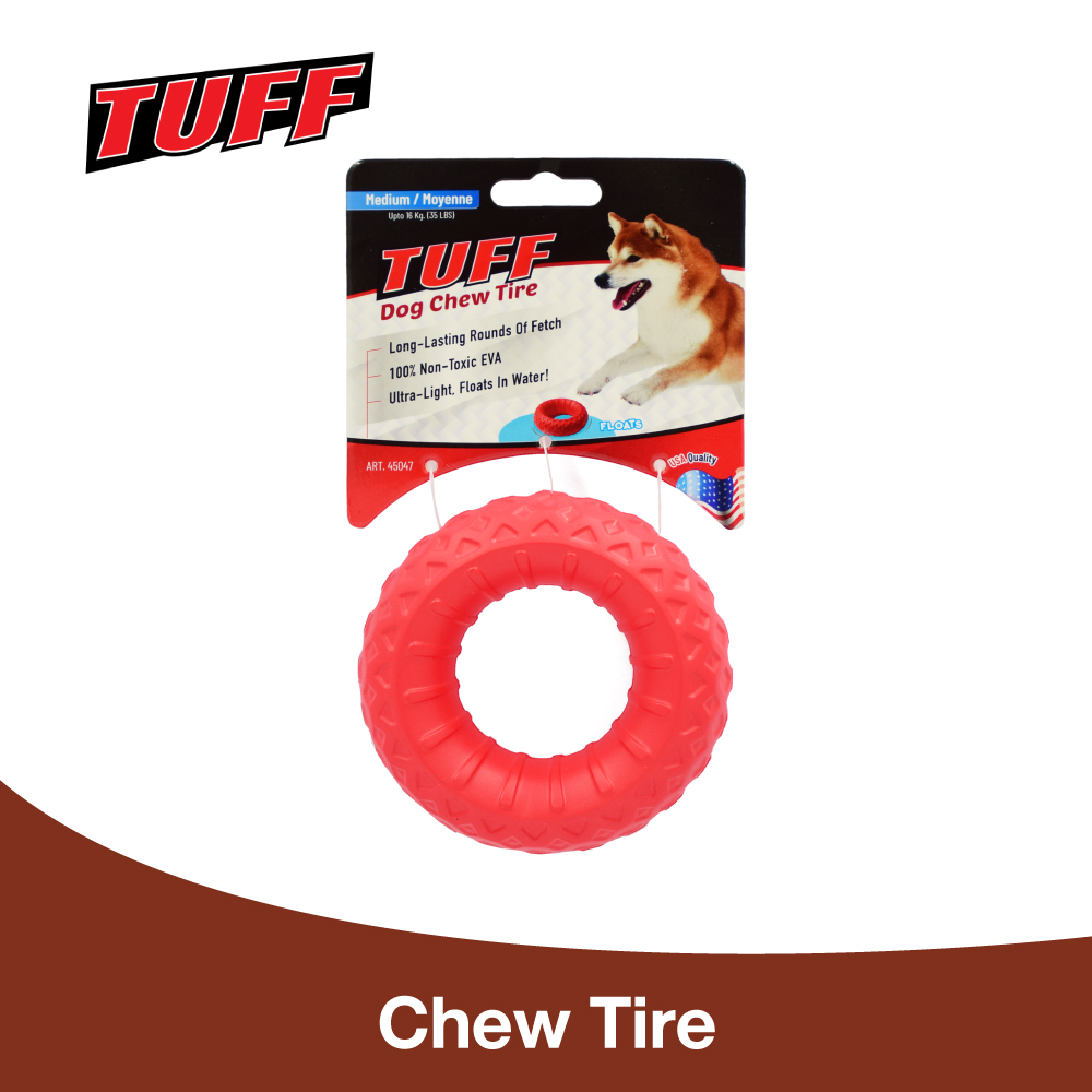 [45047] TUFF Chew Tire ของเล่นสุนัข ของเล่นยางรถยนต์ (วัสดุ EVA) ลอยน้ำได้ สำหรับสุนัขพันธุ์เล็ก-กลาง ขนาด 11x2.8 ซม.